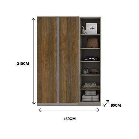 ตู้เสื้อผ้า 2 บานเปิด KONCEPT BLOX 150 ซม. สีไม้เข้ม_2