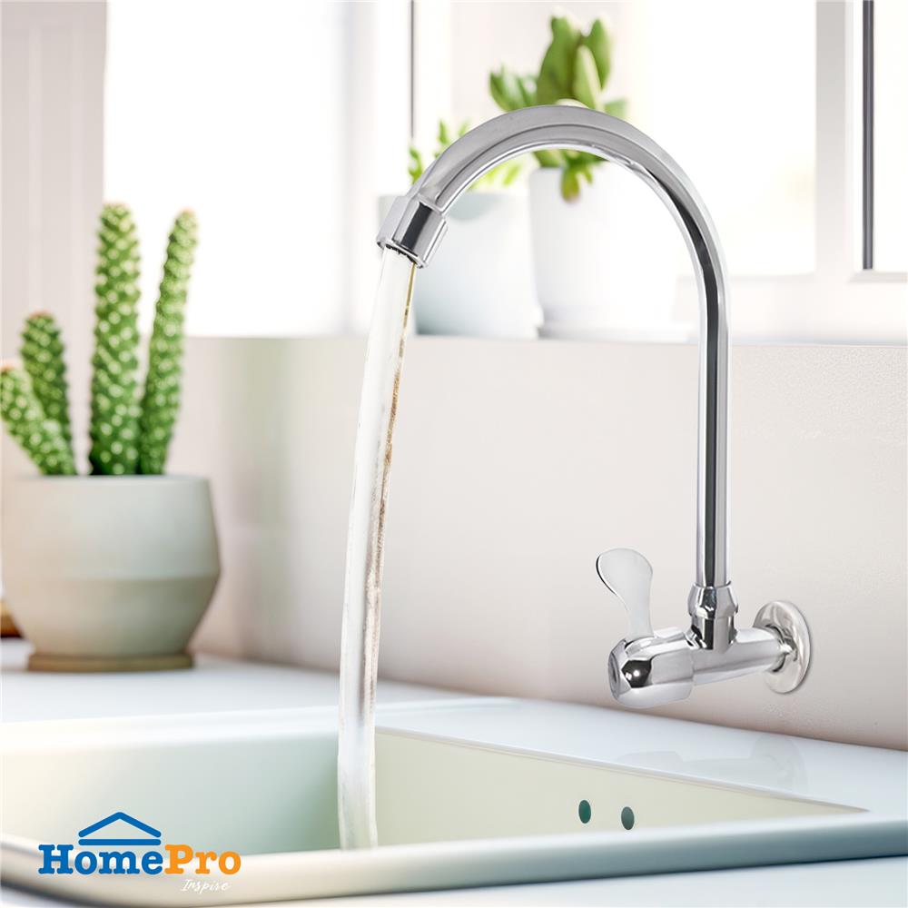 ก๊อกซิงค์เดี่ยวผนัง BATH TIME BT-001-3 สีโครม