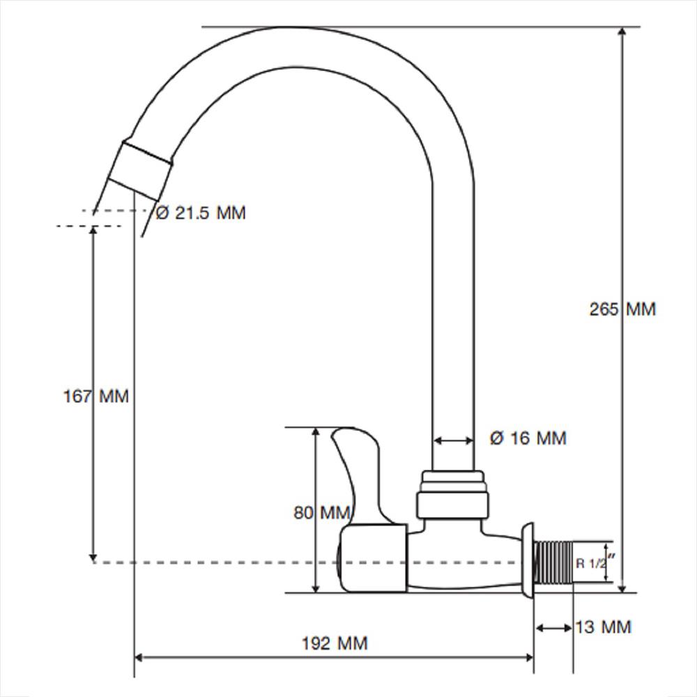 ก๊อกซิงค์เดี่ยวผนัง BATH TIME BT-001-3 สีโครม