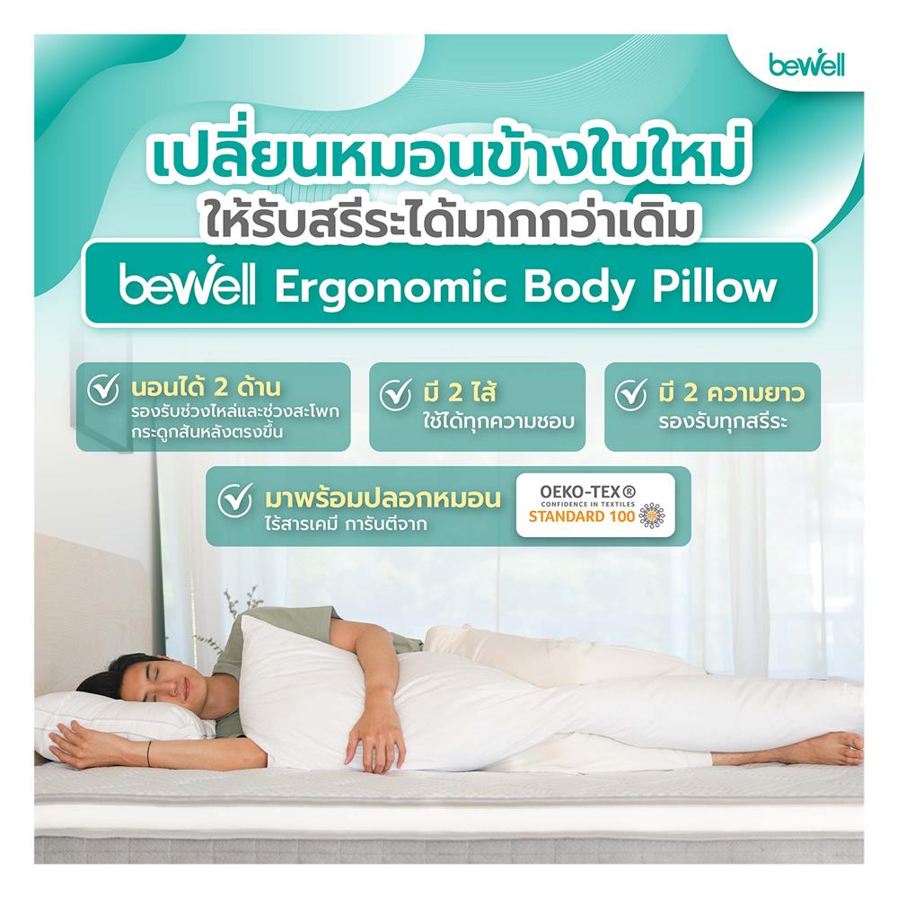 หมอนข้าง ใยสังเคราะห์ BEWELL MICRODOWN สีขาว