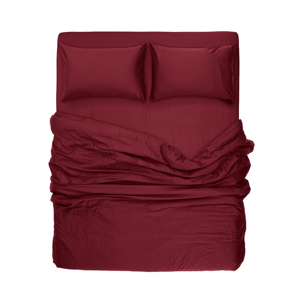 ชุดผ้าปูที่นอน 6 ฟุต 7 ชิ้น BENEATH BURGUNDY RED