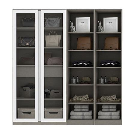 ตู้เสื้อผ้า 2 บานเปิด KONCEPT BLOX 200 ซม. สีขาว/กระจกใส_0