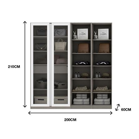 ตู้เสื้อผ้า 2 บานเปิด KONCEPT BLOX 200 ซม. สีขาว/กระจกใส_2