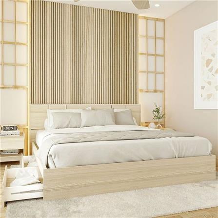 เตียง 6 ฟุต พร้อมลิ้นชัก KONCEPT HAKONE สีไม้อ่อน_3