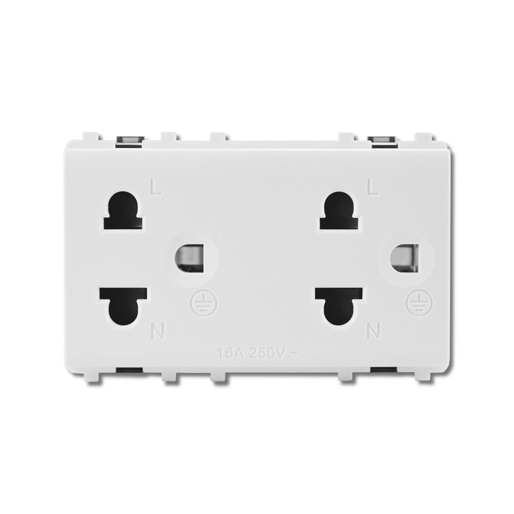 เต้ารับคู่ 3 ขา มีม่านนิรภัย SCHNEIDER 3426UEST2M สีขาว แพ็ก 20 ชิ้น