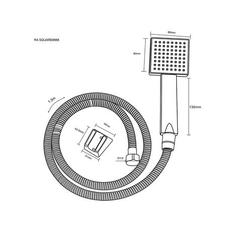 ชุดฝักบัวสายอ่อน 1 ระดับ RASLAND SQUARE8888 สีโครม_1