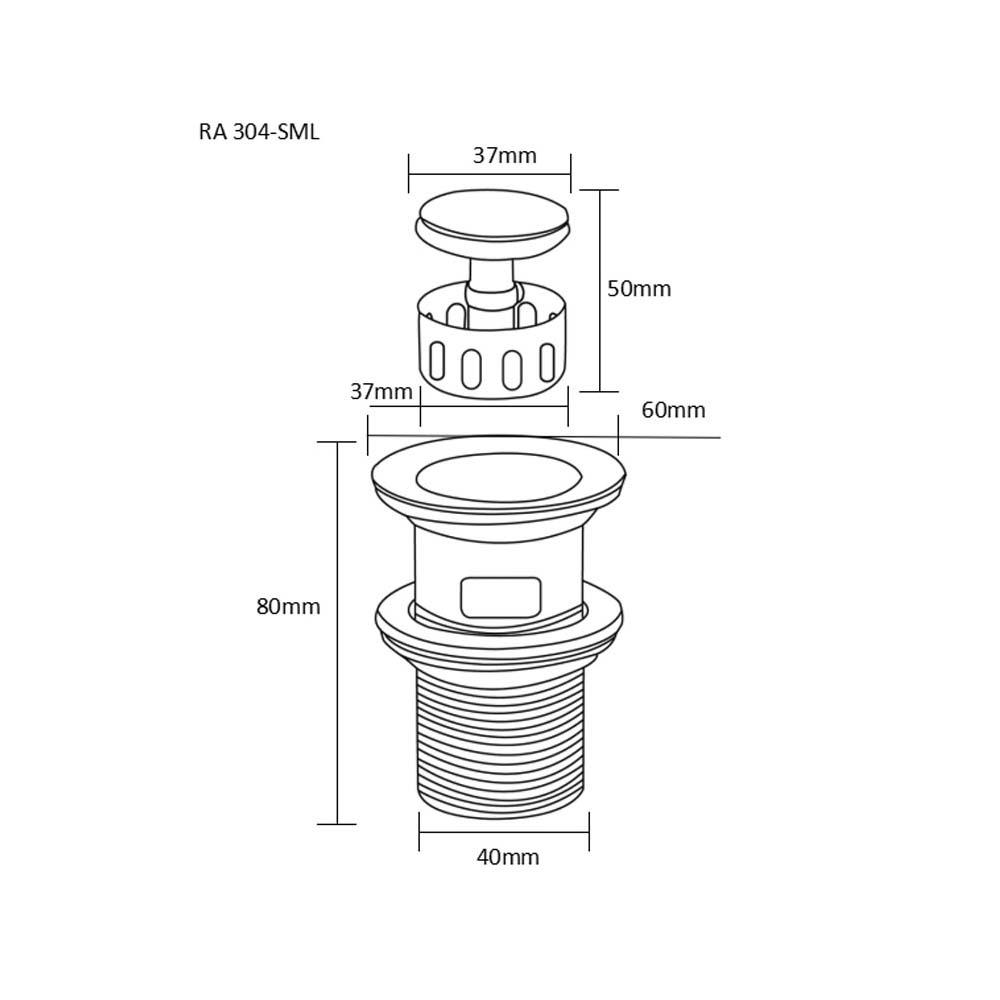 สะดืออ่างล้างหน้าแบบกด RASLAND 304-SML