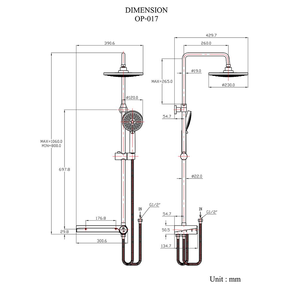ฝักบัว RAIN SHOWER HANG OP-017