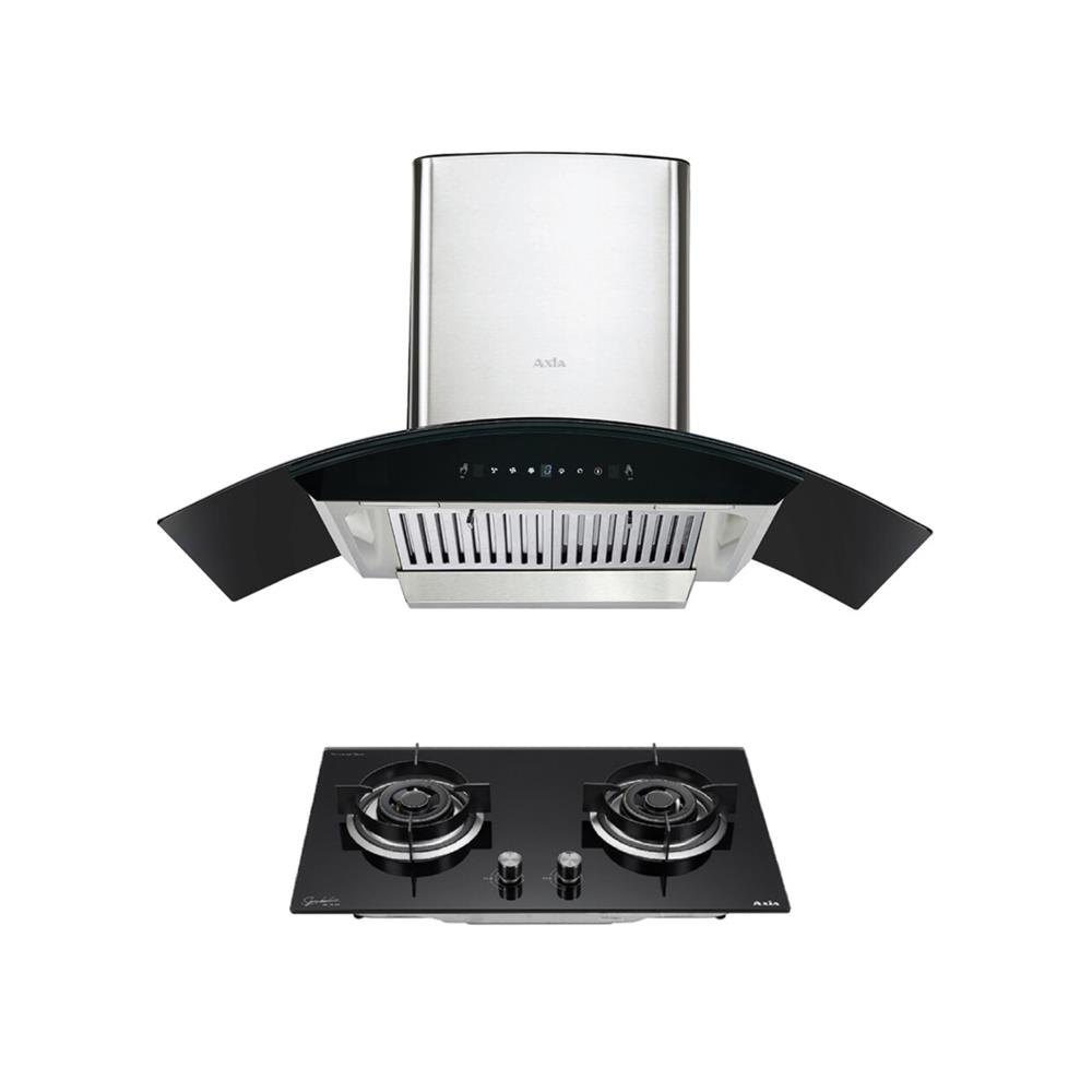 เตาฝัง+เครื่องดูดควัน AXIA SBL76-2G+C-CROWN90