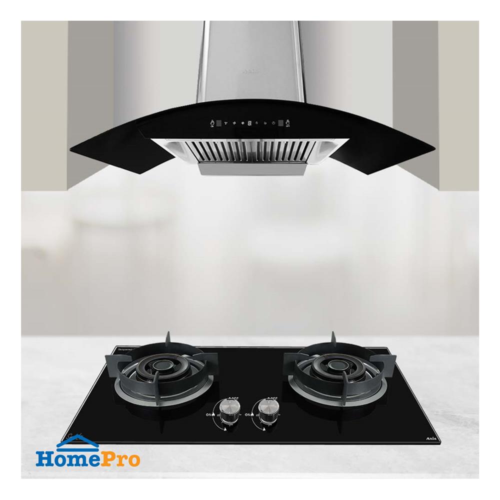 เตาฝัง+เครื่องดูดควัน AXIA SBL76-2G+C-CROWN90