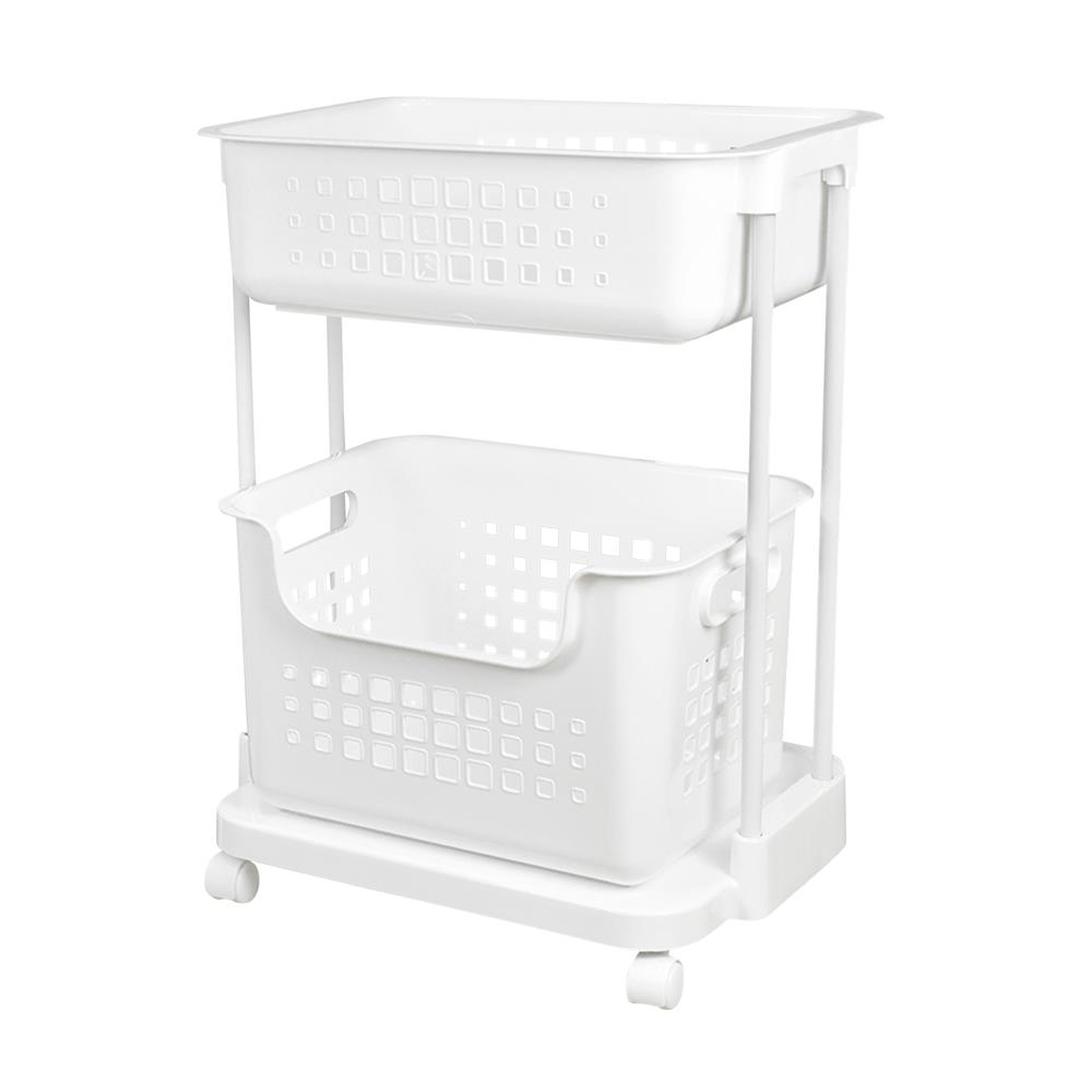 ตะกร้าผ้าเหลี่ยมมีล้อ 2 ชั้น PLIM BR6501 สีขาว