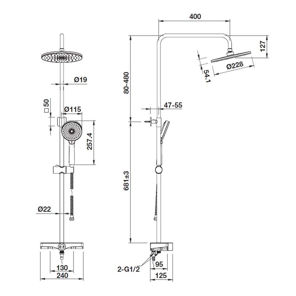 ฝักบัว RAIN SHOWER HAFELE 495.60.089 สีดำ