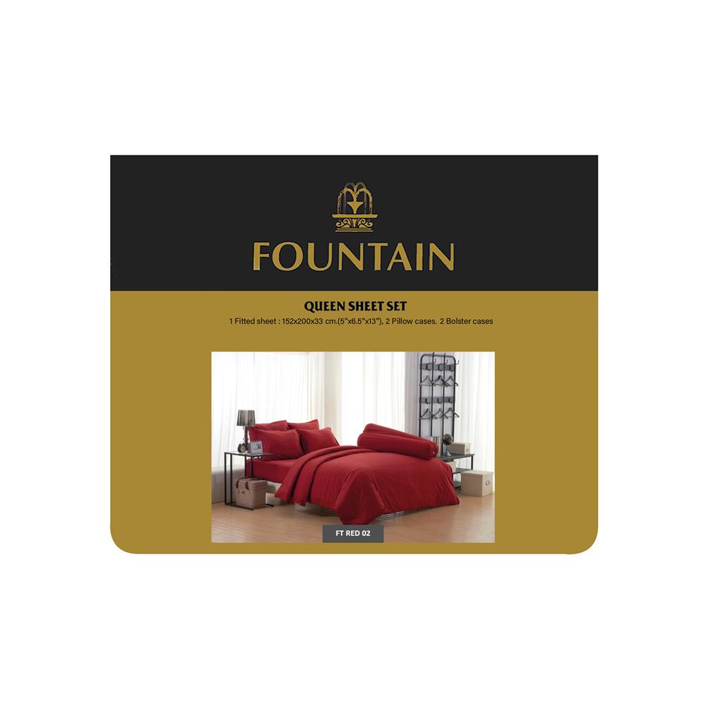 ชุดผ้าปูที่นอน 5 ฟุต 5 ชิ้น FOUNTAIN COLOR 70102RED02