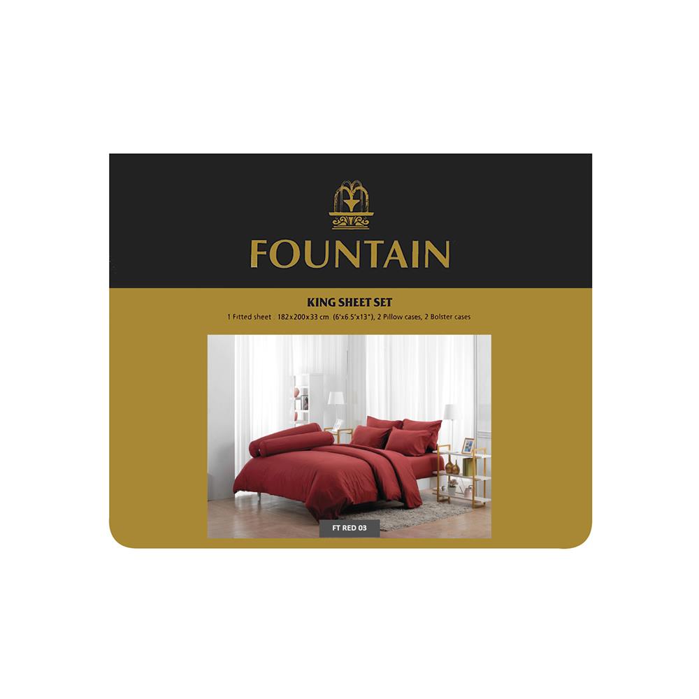 ชุดผ้าปูที่นอน 6 ฟุต 5 ชิ้น FOUNTAIN COLOR 70101RED03