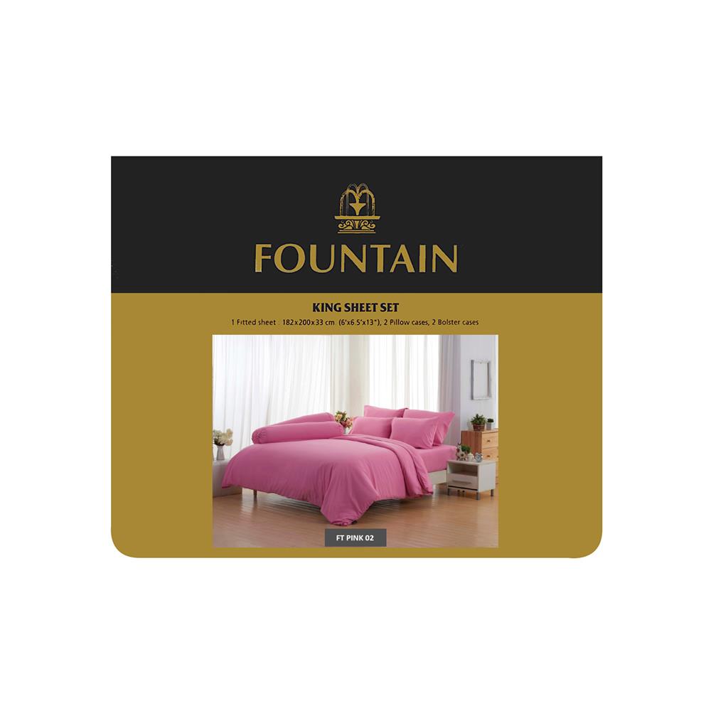 ชุดผ้าปูที่นอน 6 ฟุต 5 ชิ้น FOUNTAIN COLOR 70101PINK02