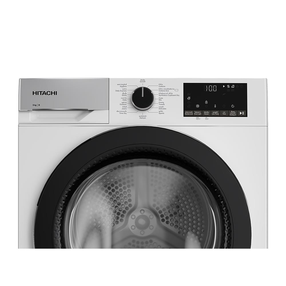 เครื่องอบผ้าฝาหน้า HITACHI TD90YFE 9 กก. สีขาว