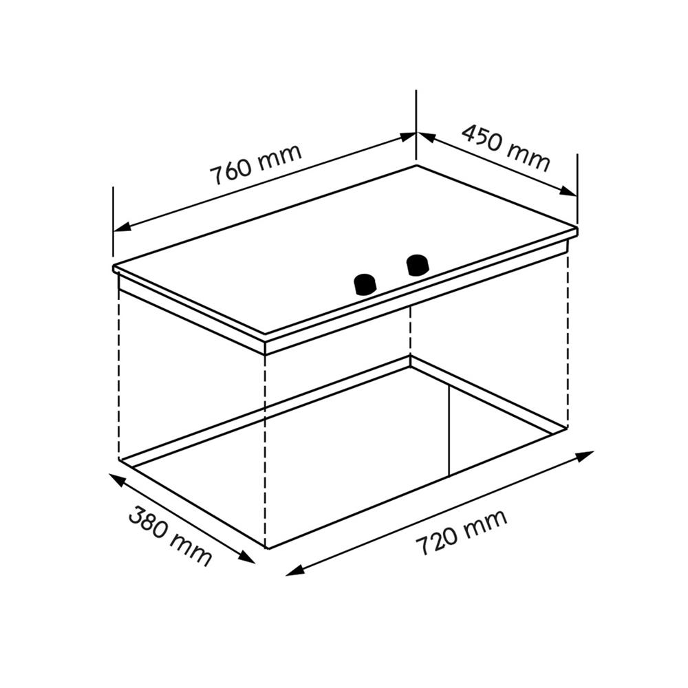 เตาฝัง+เครื่องดูดควัน AXIA SBL76-2G+HERO BLACK90