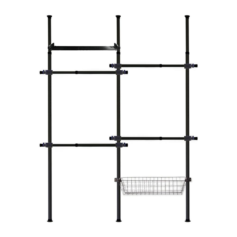 ราวแขวนผ้า 4 ราวแขวน 1 ชั้นวาง 1 ตะกร้า TUGU R20B สีดำ