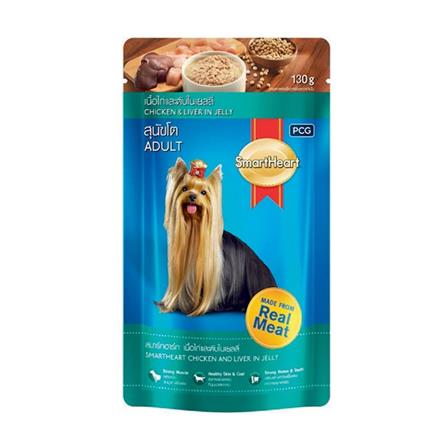 อาหารเปียกสุนัข SMARTHEART CHICKEN AND LIVER FLAVOR IN JELLY 130 ก._0
