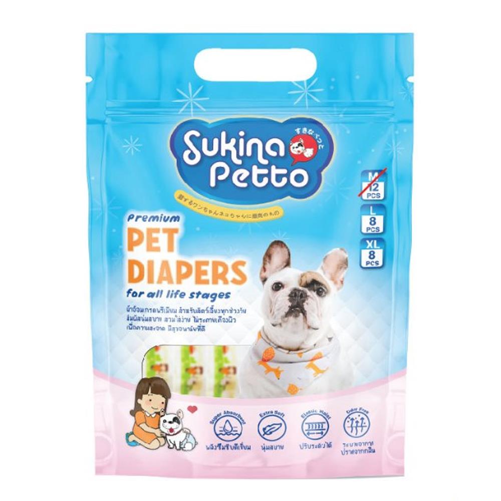 ผ้าอ้อมสุนัข SUKINA PETTO SIZE M แพ็ก 12 ชิ้น