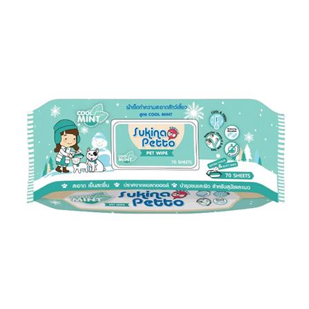 ผ้าเช็ดทำความสะอาดสัตว์เลี้ยง SUKINA PETTO COOL MINT 70 แผ่น_0