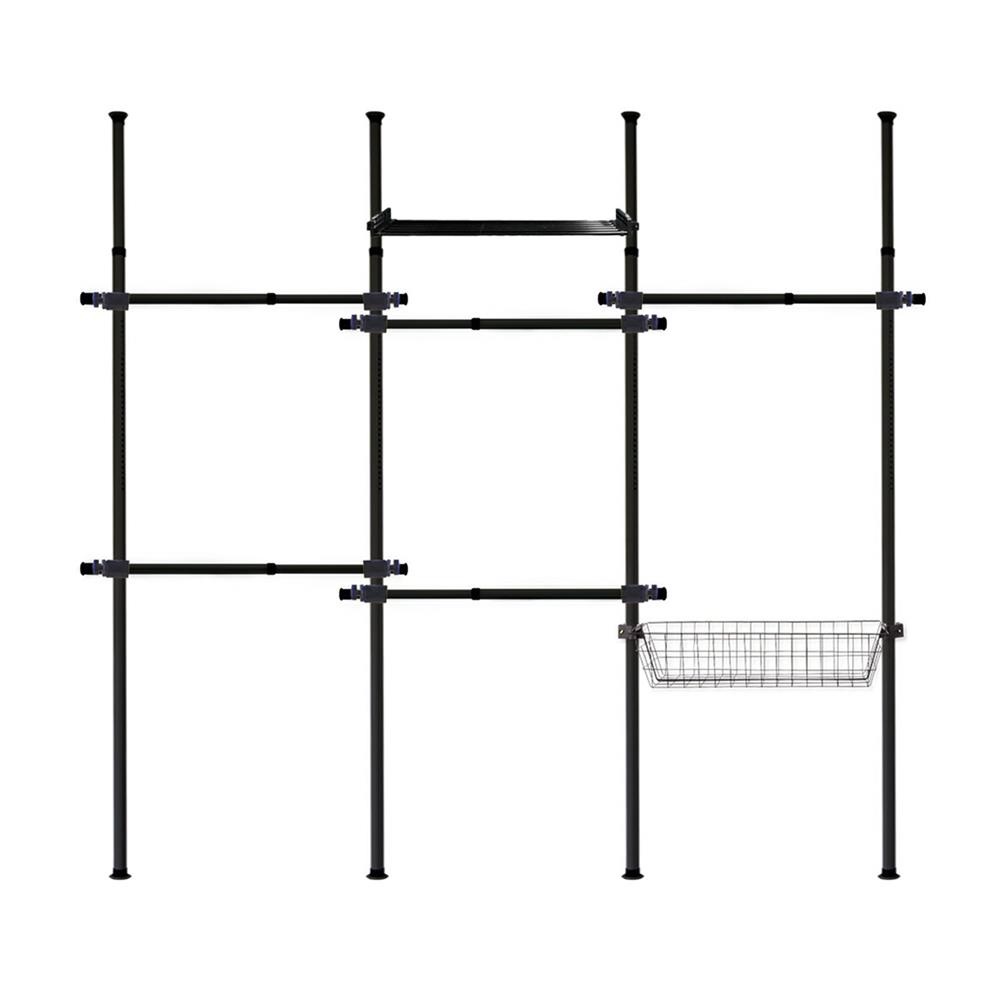 ราวแขวนผ้า 5 ราวแขวน 1 ชั้นวาง 1 ตะกร้า TUGU R21B สีดำ