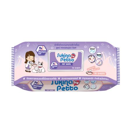 ผ้าเช็ดทำความสะอาดสัตว์เลี้ยง SUKINA PETTO HIMALAYAN SALT 70 แผ่น