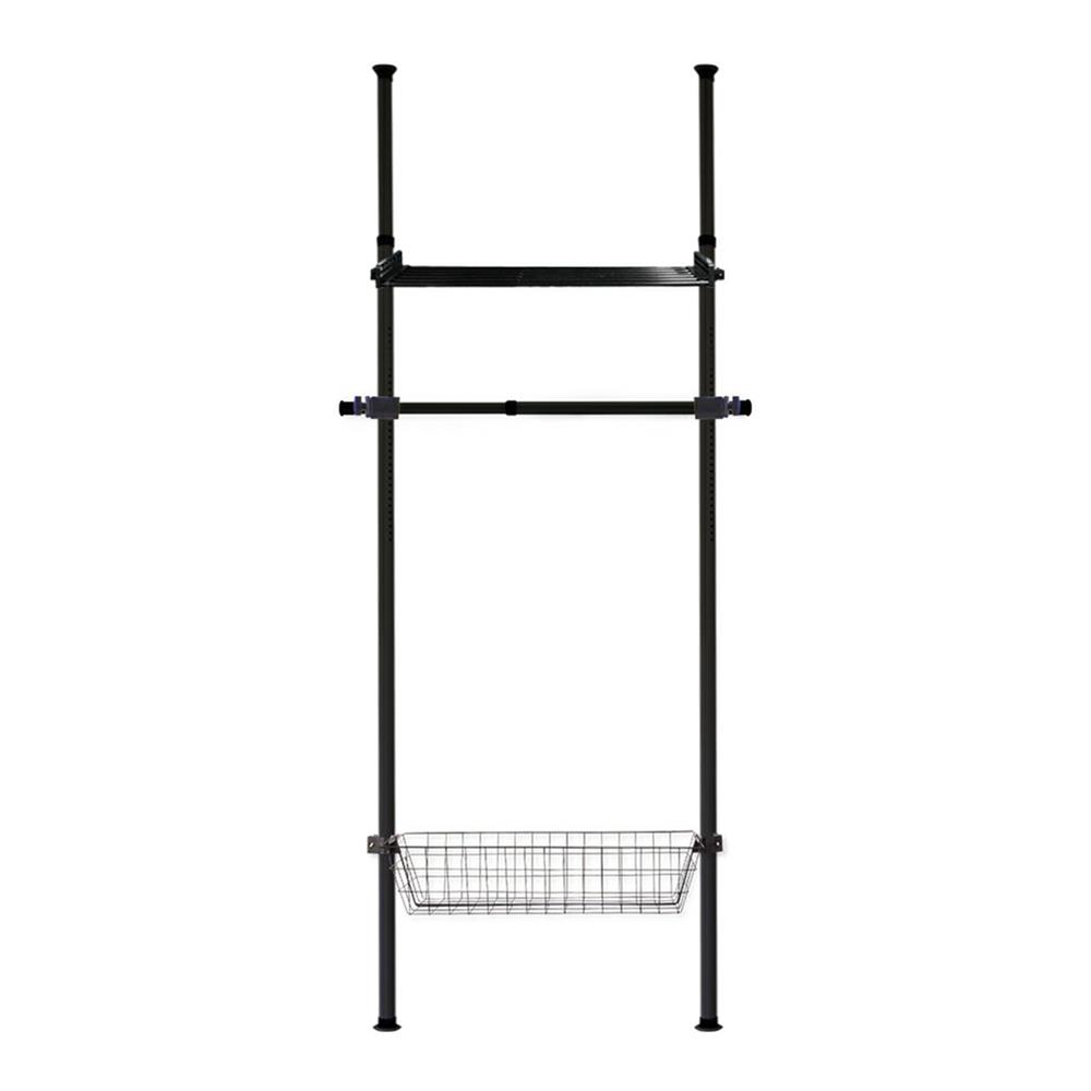 ราวแขวนผ้า 1 ราวแขวน 1 ชั้นวาง 1 ตะกร้า TUGU R18B สีดำ