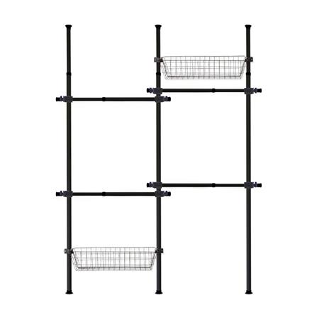 ราวแขวนผ้า 4 ราวแขวน 2 ตะกร้า TUGU R15B สีดำ