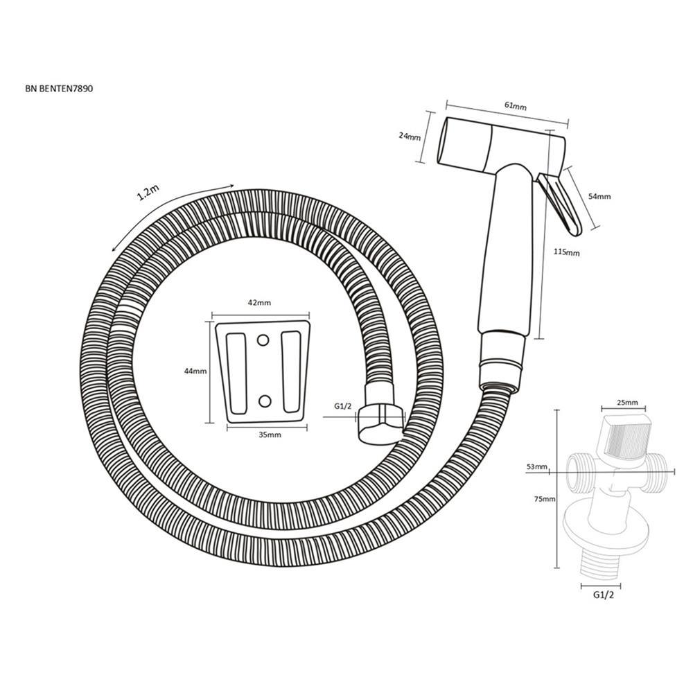 สายฉีดชำระครบชุด BEN BENTEN7890 สีขาว