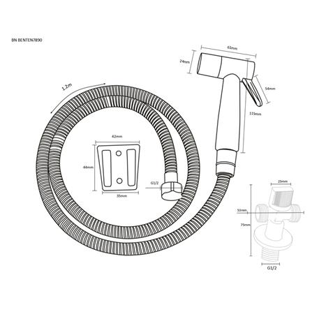 สายฉีดชำระครบชุด BEN BENTEN7890 สีขาว_1