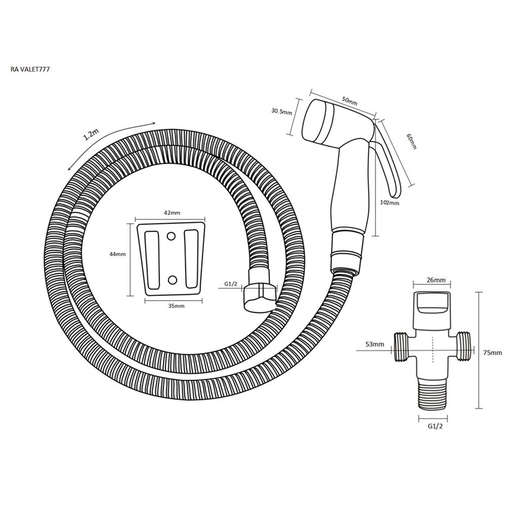 สายฉีดชำระครบชุด RASLAND VALET777 สีขาว