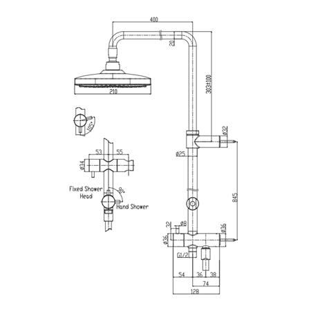 ฝักบัว RAIN SHOWER น้ำอุ่น TOTO TBW02002TR สีโครม_1