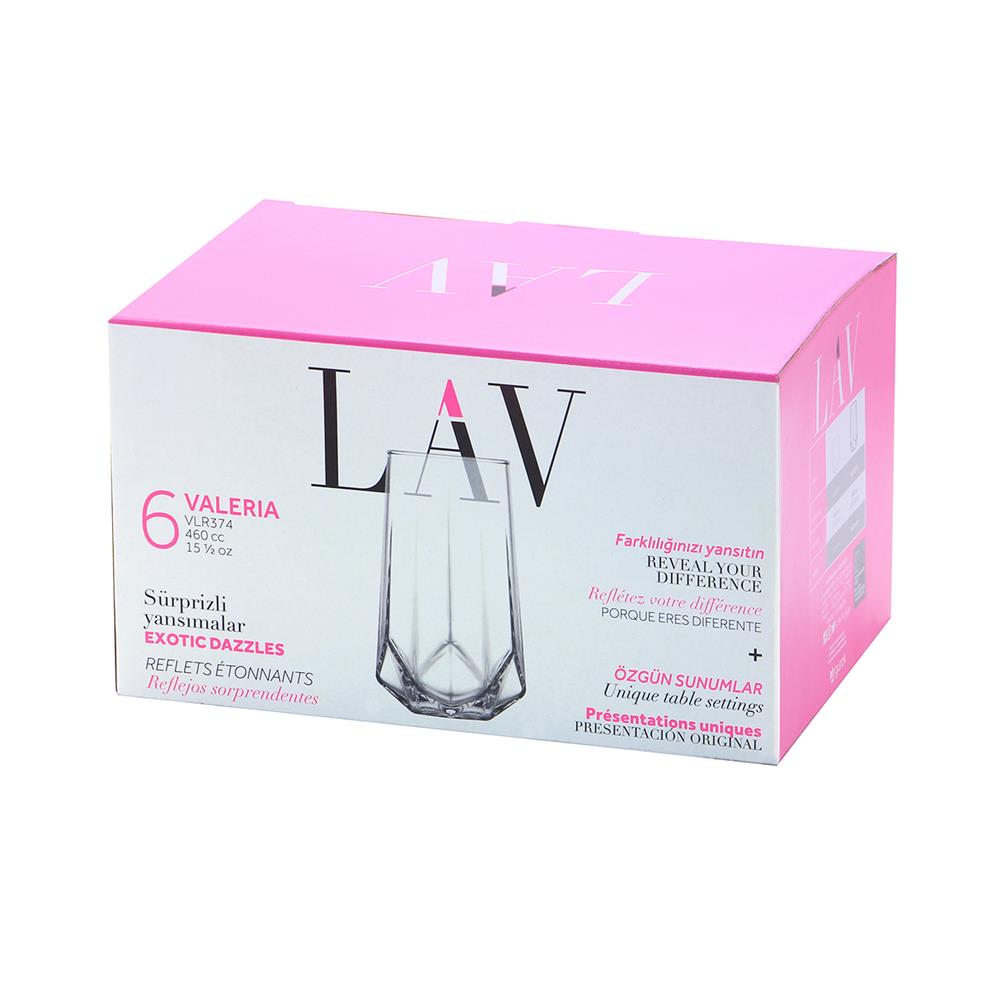 แก้วน้ำ 460ml LAV VALERIA แพ็ก 6 ใบ