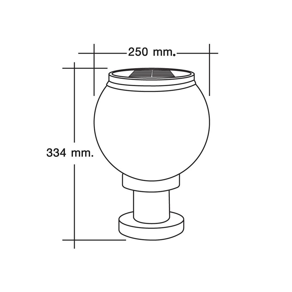 ไฟหัวเสา SOLAR HI-TEK HFSPR0250P 3 วัตต์ DAYLIGHT/WARM WHITE
