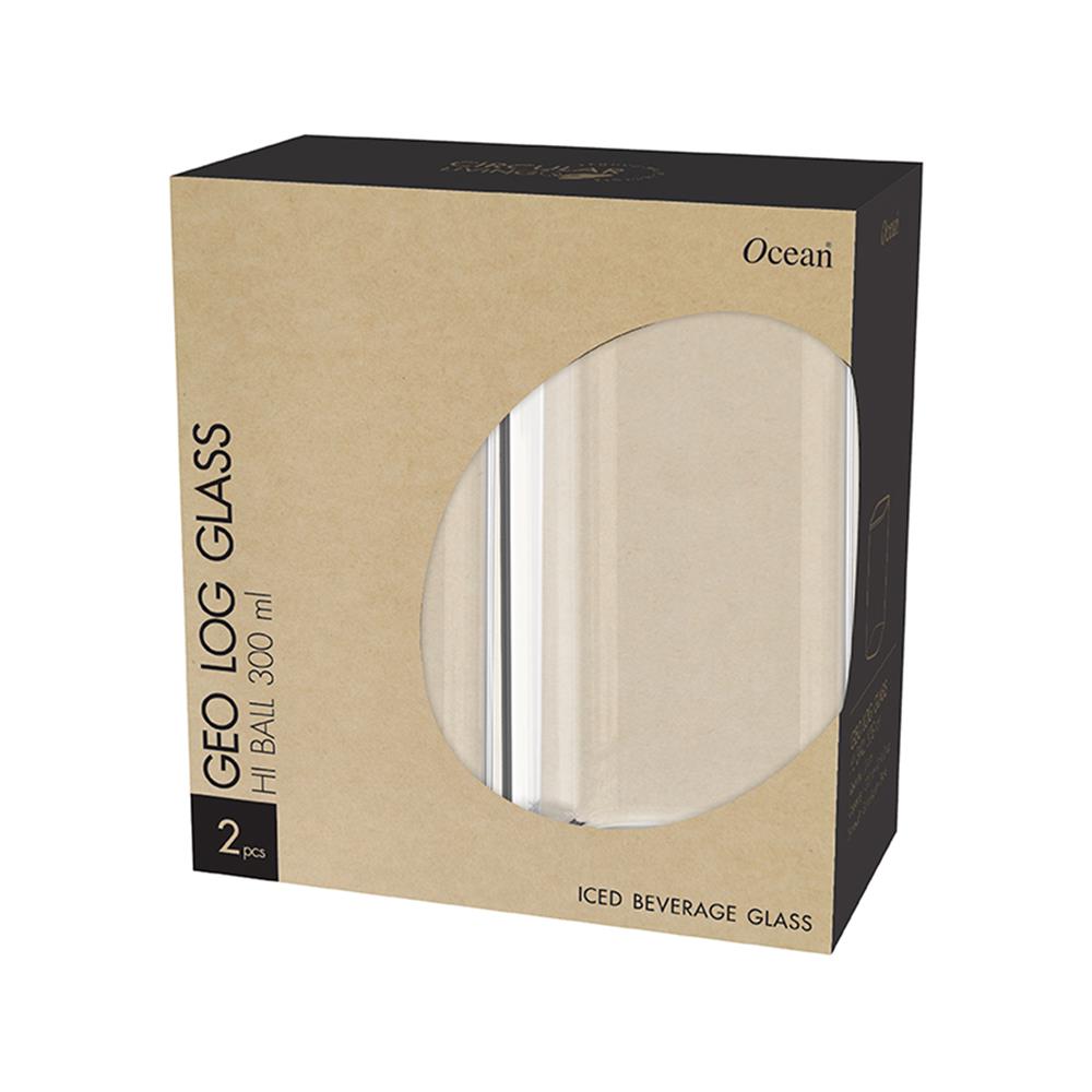 แก้วน้ำ 300 มล. OCEAN GLASS GEO LOG แพ็ก 2 ใบ