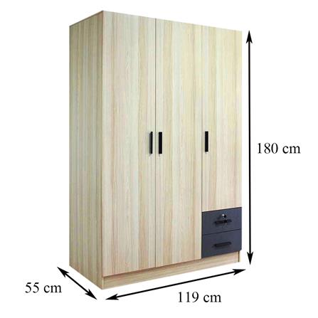 ตู้เสื้อผ้า 3 บานเปิด FURDINI THIRD สี PINE OAK_6