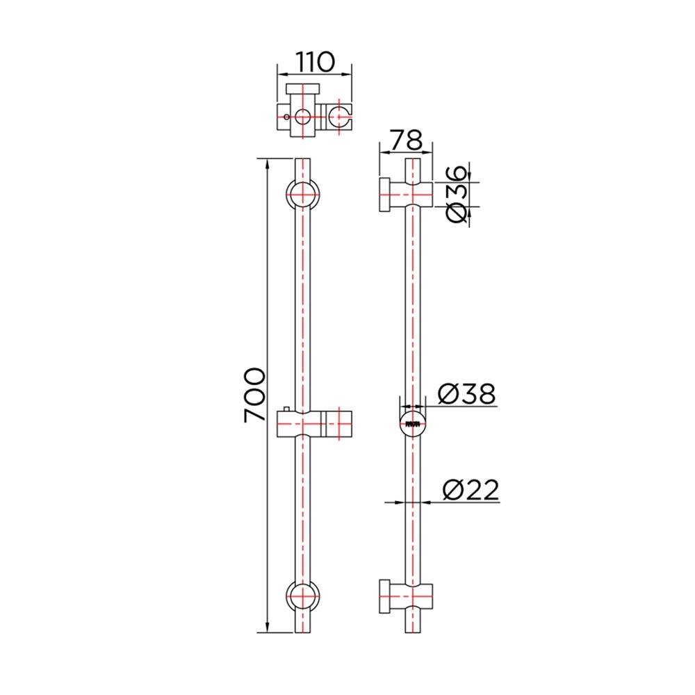 ราวเลื่อนฝักบัว KARAT FAUCET KS-01-730-55 สีดำ
