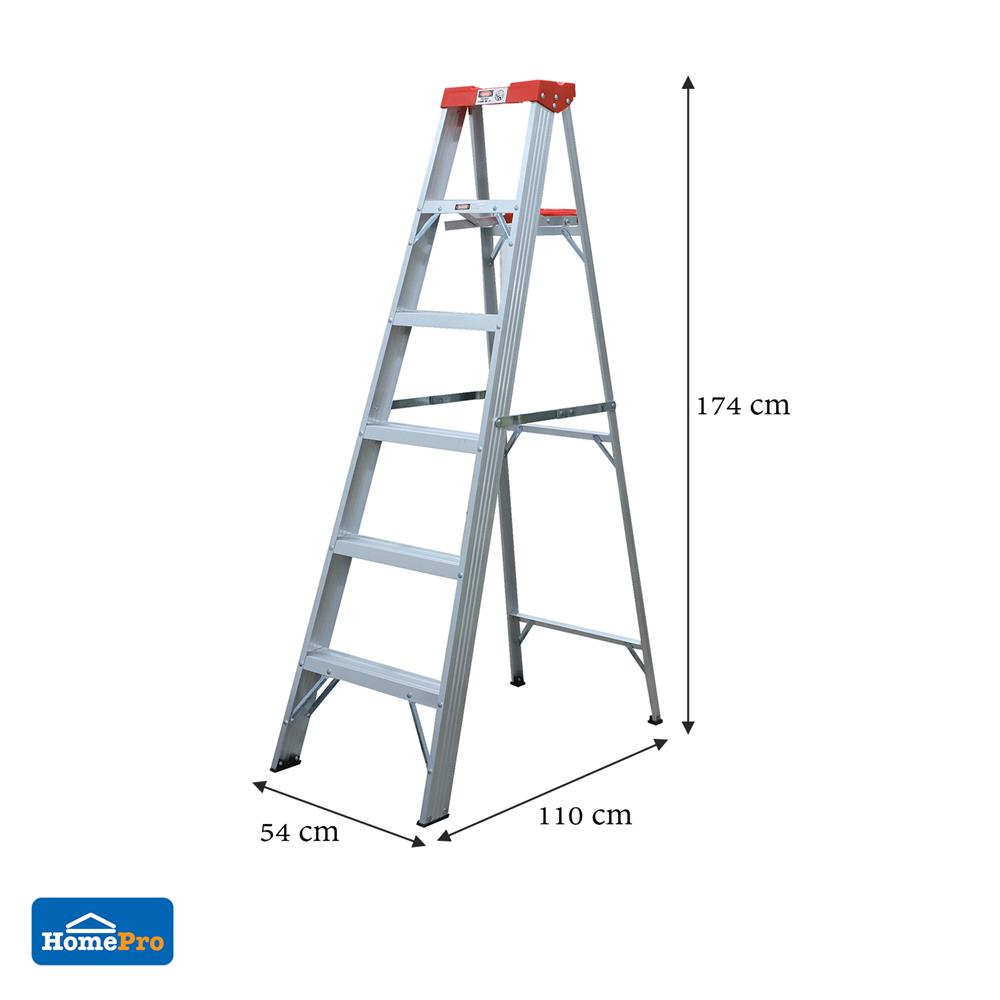 บันไดอะลูมิเนียมทรง A มีถาดวางถังสี MATALL R12206HT 6 ขั้น