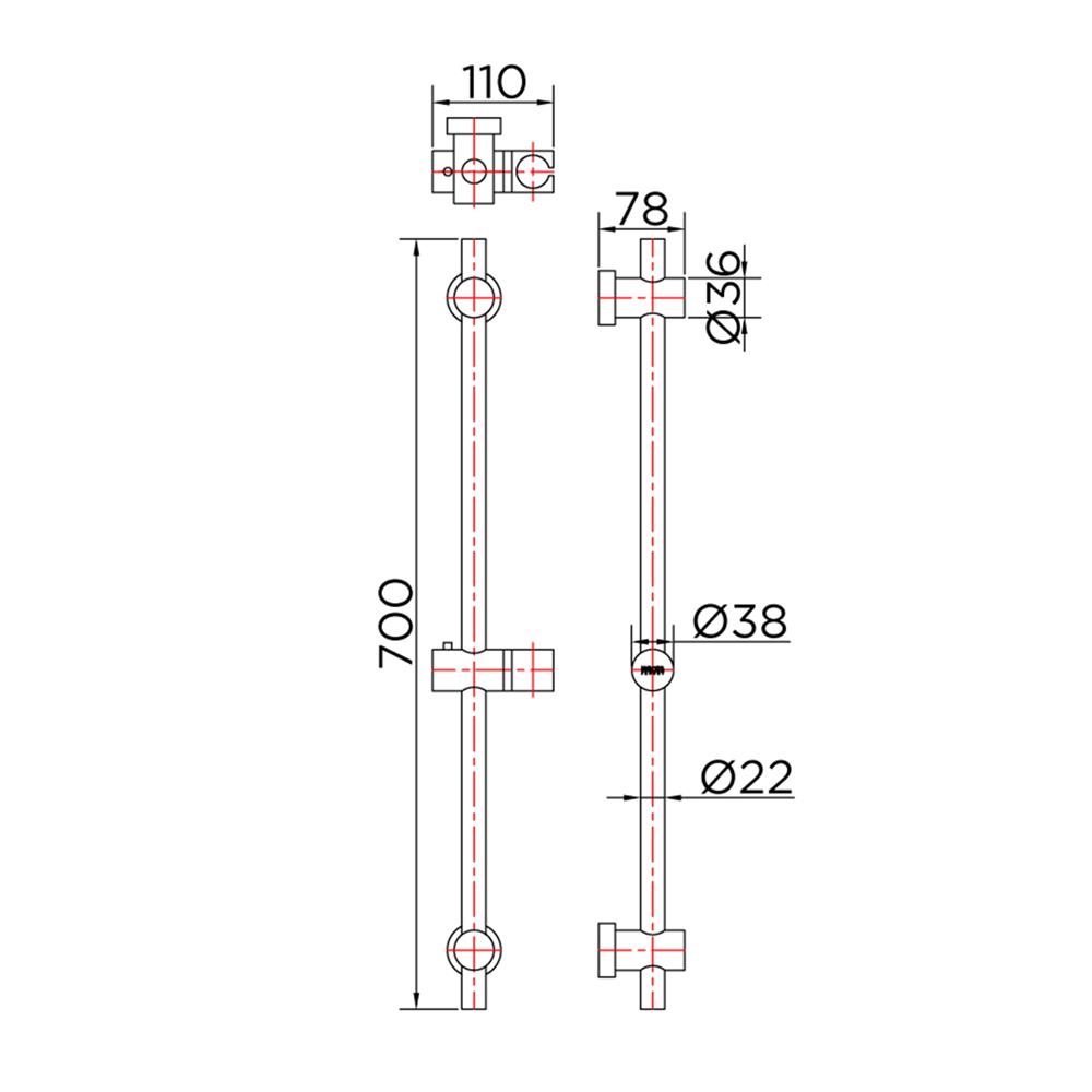 ราวเลื่อนฝักบัว KARAT FAUCET KS-01-730-50 สีโครม