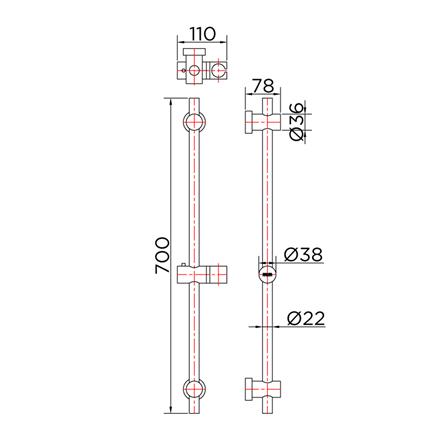 ราวเลื่อนฝักบัว KARAT FAUCET KS-01-730-50 สีโครม_1