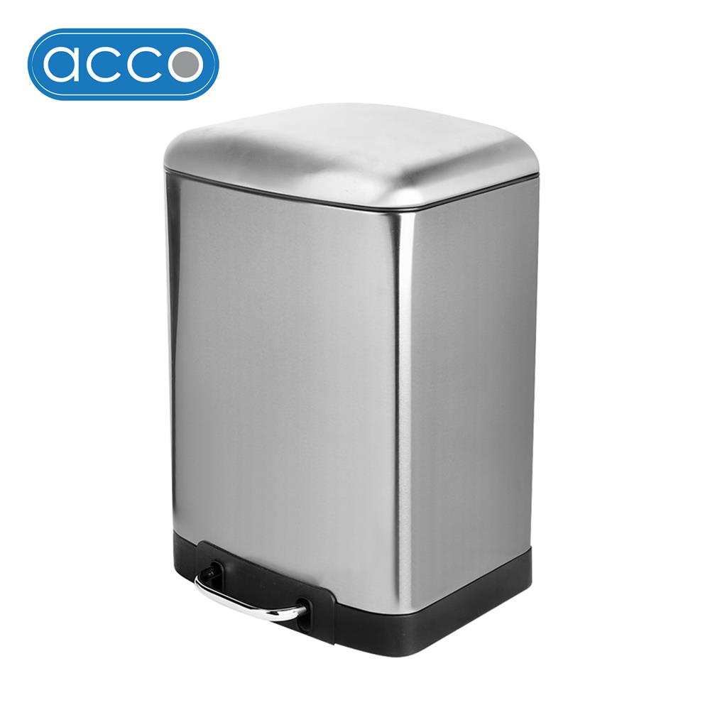 ถังขยะเหยียบเหลี่ยม ACCO GENTLE CLOSE 12 ลิตร สีเงิน_0