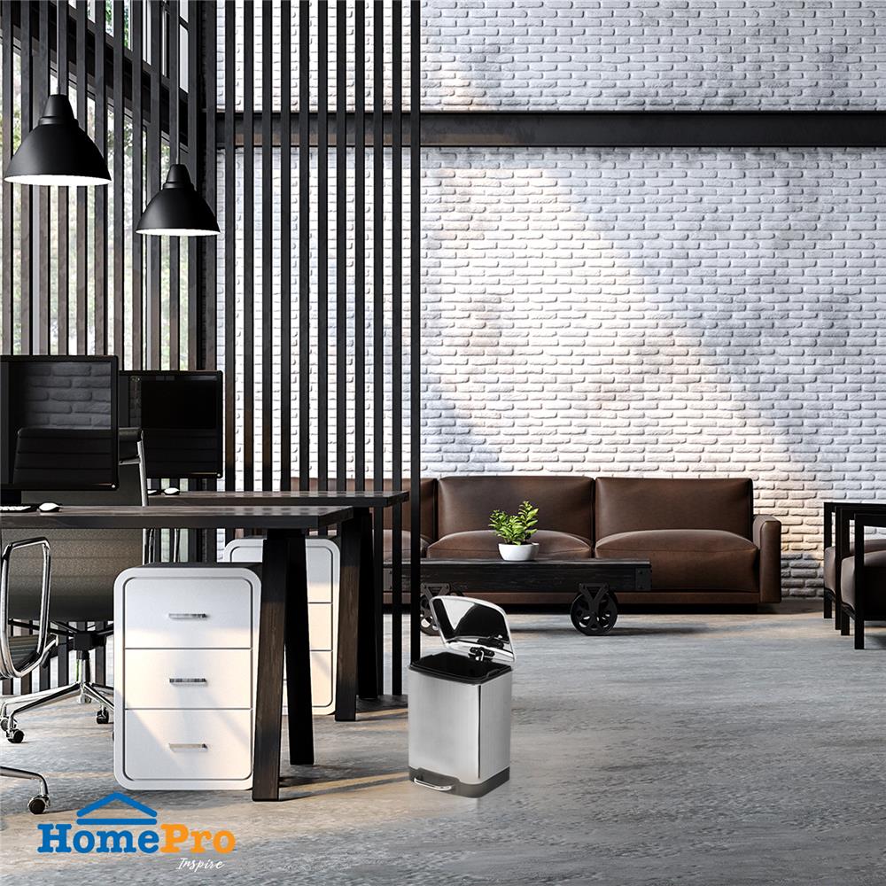 ถังขยะเหยียบเหลี่ยม ACCO GENTLE CLOSE 12 ลิตร สีเงิน