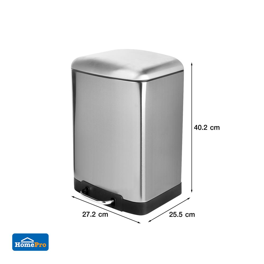 ถังขยะเหยียบเหลี่ยม ACCO GENTLE CLOSE 12 ลิตร สีเงิน