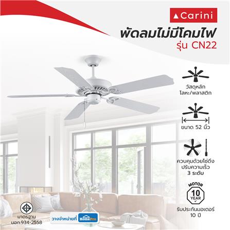 พัดลมไม่มีโคมไฟ CARINI CN22 52 นิ้ว สีขาว_3