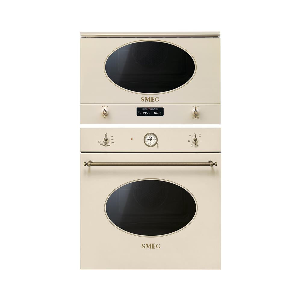 ไมโครเวฟ+เตาอบ SMEG MP822PO+SF800PO สีครีม