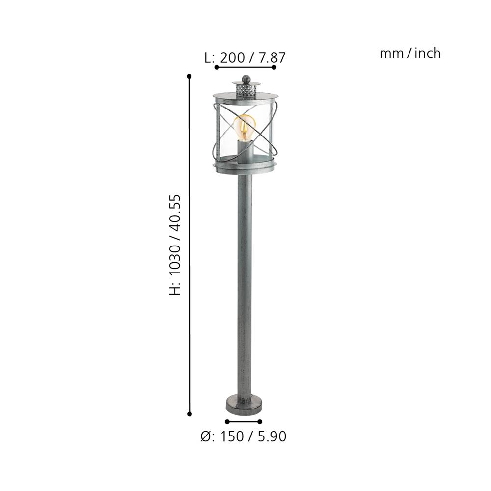 ไฟทางเดิน EGLO CLASSIC HILBURN1 94868 สีเงิน