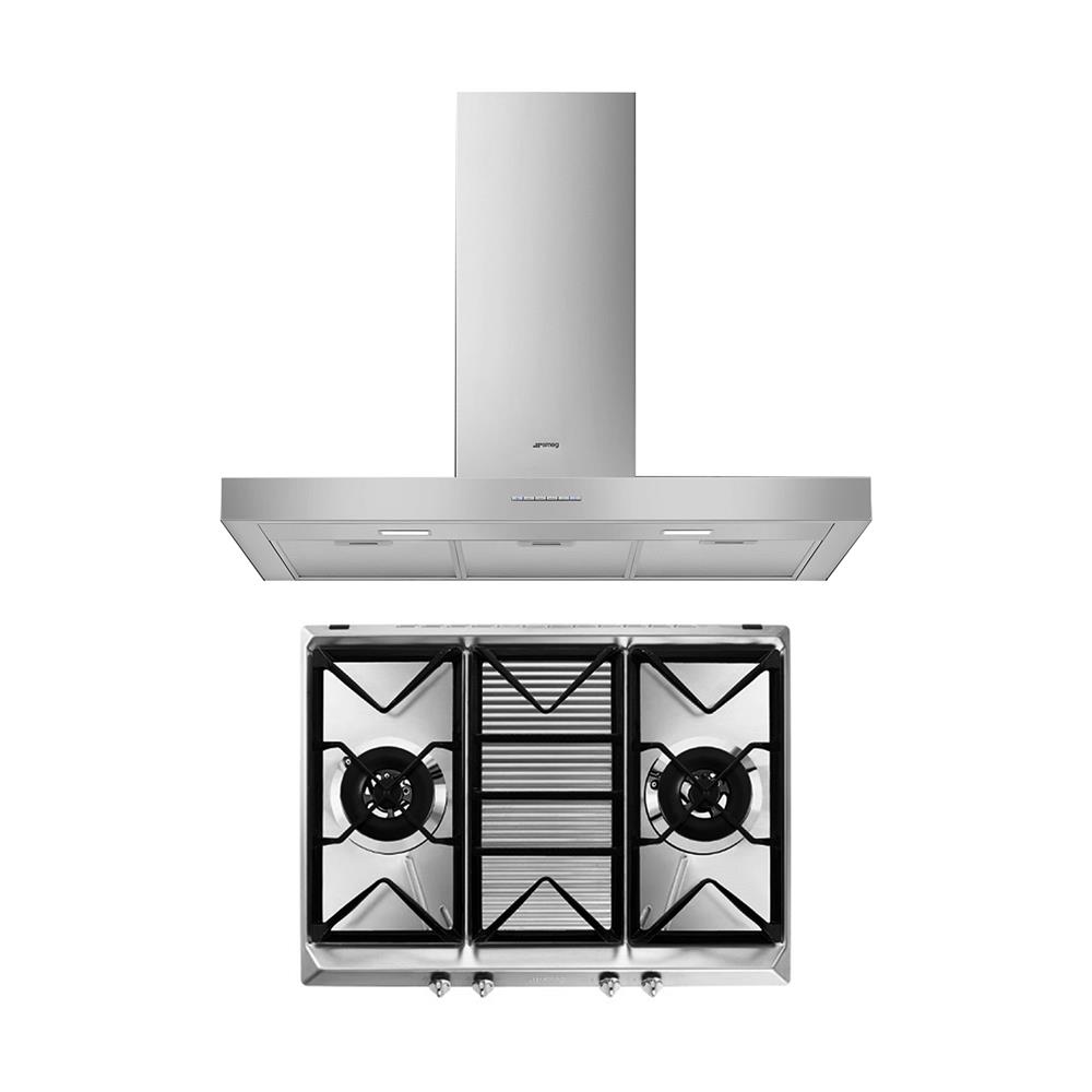 เตาฝัง+เครื่องดูดควัน SMEG SRV572XG+KBT900XE