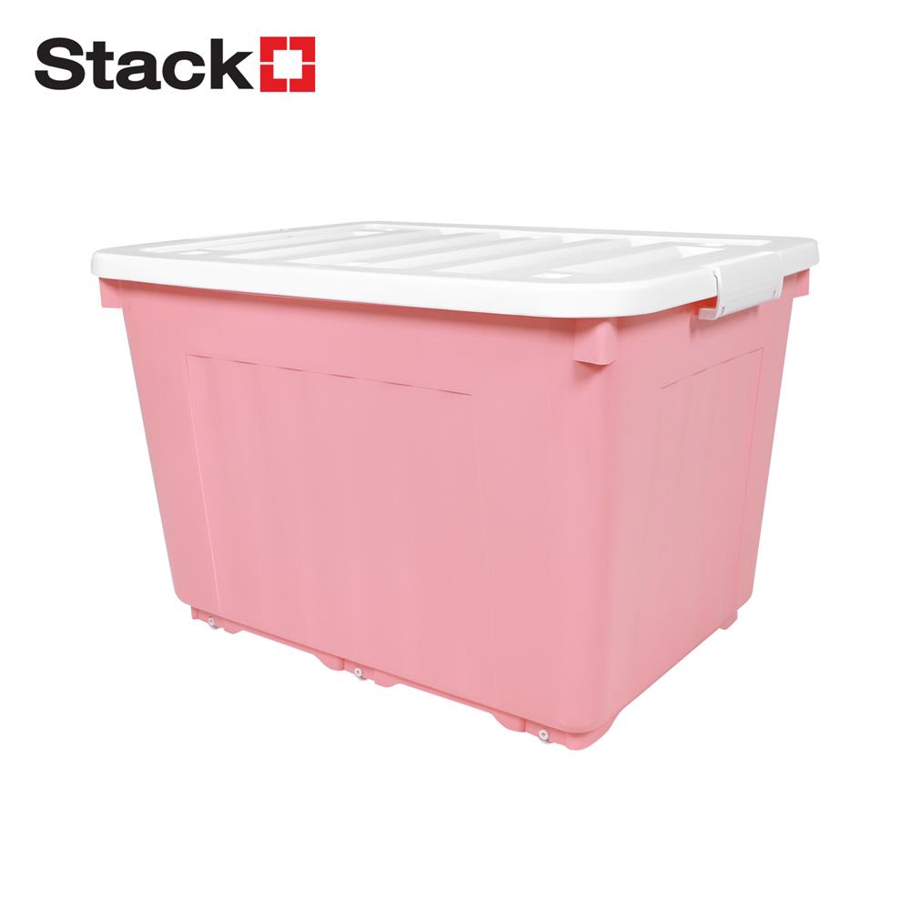 กล่องเก็บของล้อเลื่อน STACKO 70X51X46 ซม. 110 ลิตร สีชมพู_0