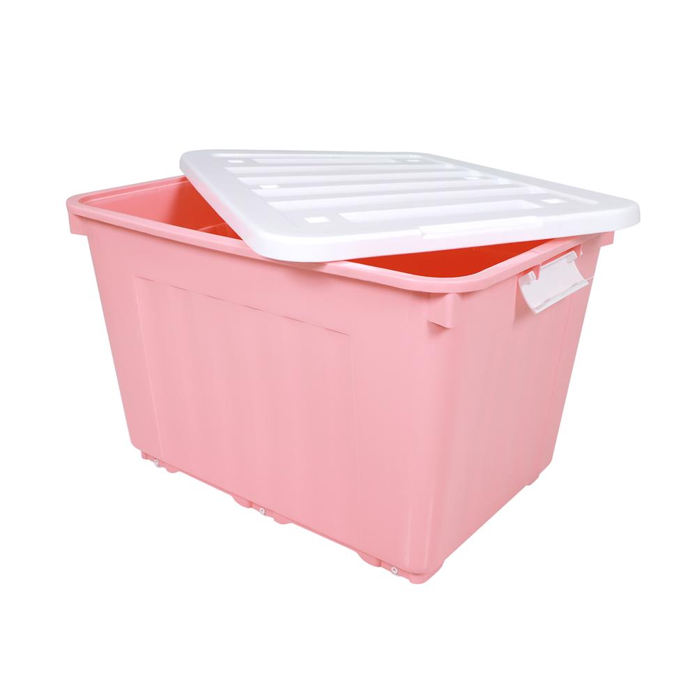 กล่องเก็บของล้อเลื่อน STACKO 70X51X46 ซม. 110 ลิตร สีชมพู